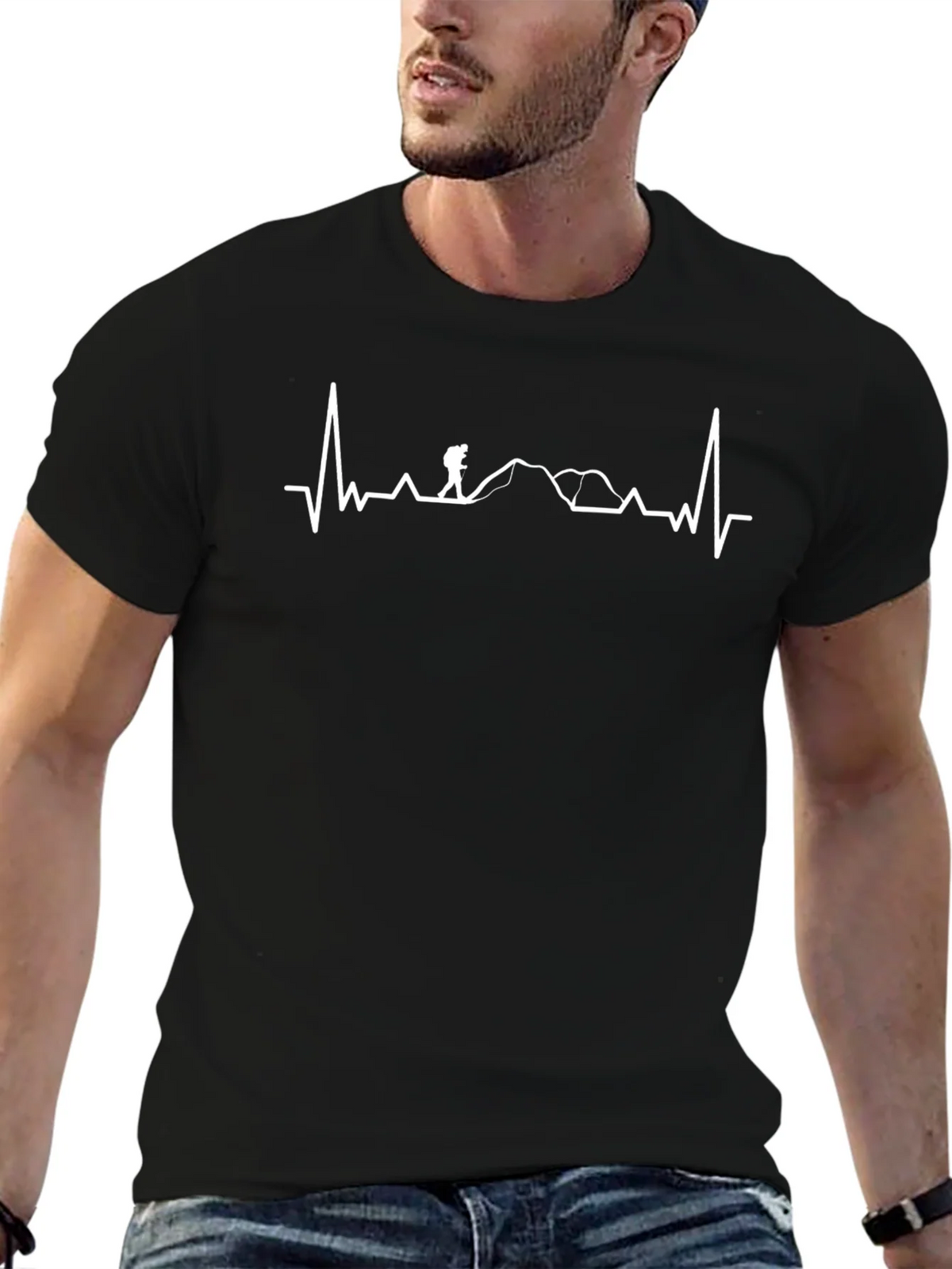 Hiking Heartbeat Graphic Tee - Black T-Shirt