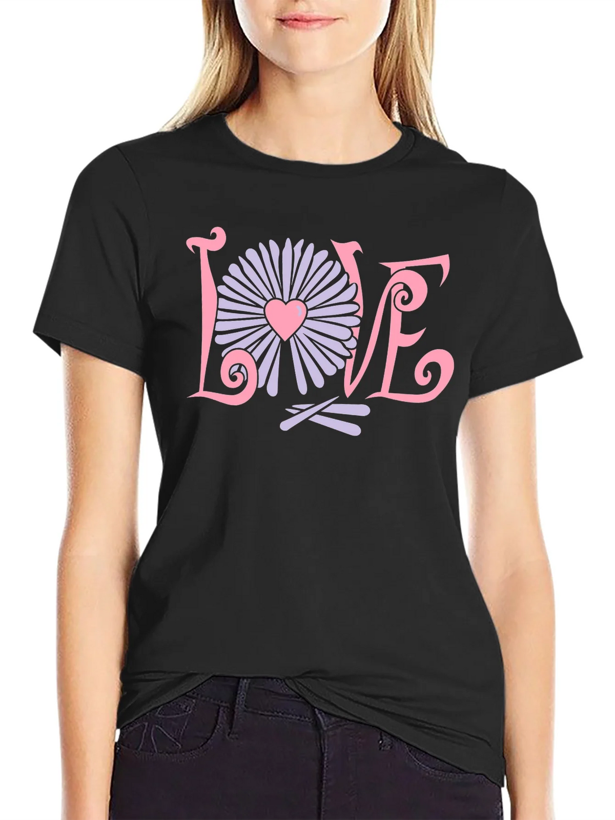 Love Flower Graphic T-Shirt - Trendy Design