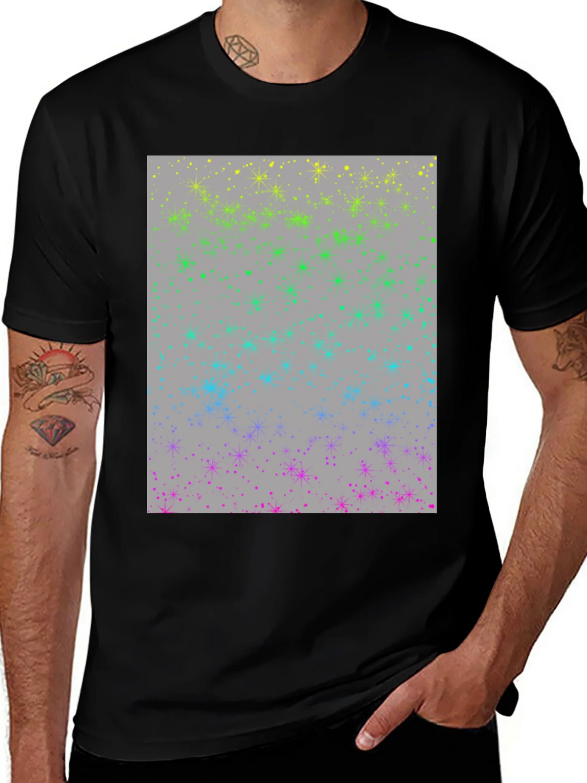 Rainbow Sparkle Star T-Shirt - Modern Design