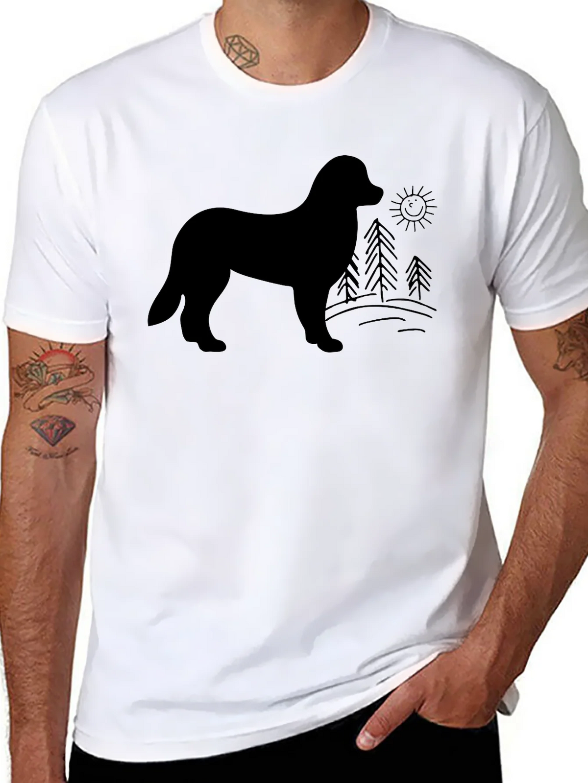 Dog Silhouette Graphic Tee - Unisex Black T-Shirt