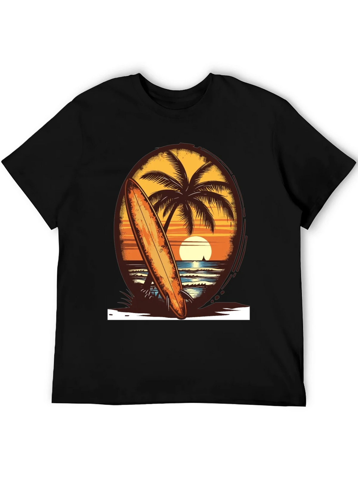 Sunset Surfboard Tee - Beach Vibes